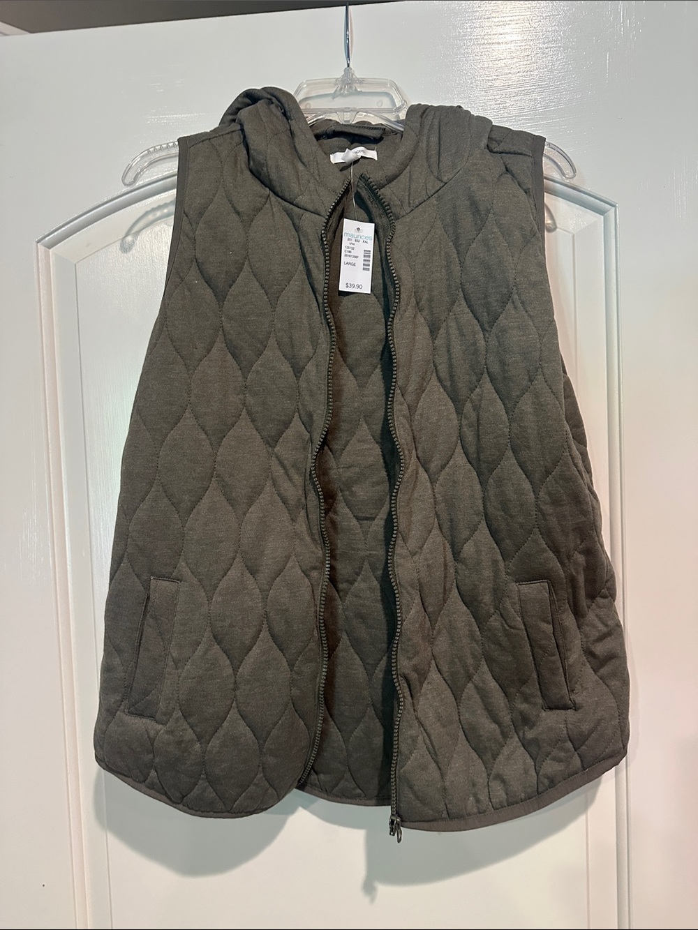Maurices Quilted Hooded Vest in Olive Green